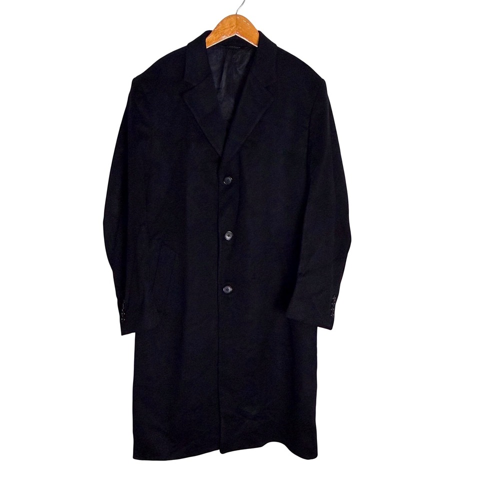 Jos A Bank Signature‎ Mens Black 100% Cashmere Overcoat 42R Long Jacket suit